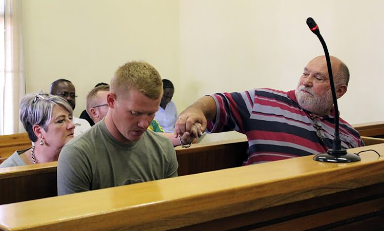 Piet Groenewald (63) and his son Stephan Greeff (27) at the Grpblersdal Magistrates court