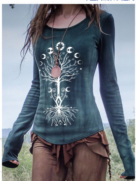 Title 4, Vrouwen V-hals print losse lange mouw T-shirt, ...