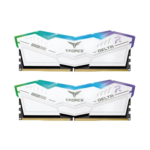 Bộ nhớ trong/ RAM Desktop Team T-Force Delta White RGB (2x32GB) DDR5 5600 Mhz (FF4D564G5600HC36BDC01)