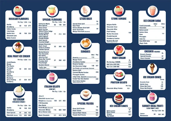 Giani's Ice Cream menu 