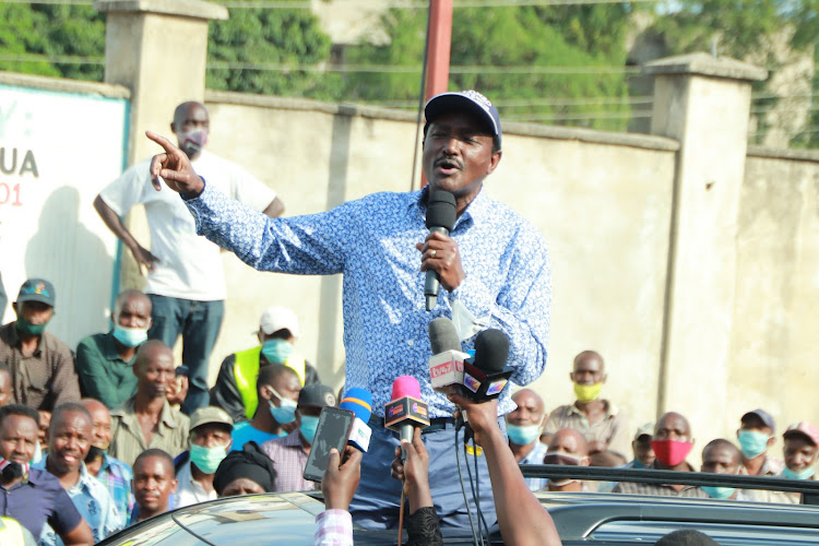 Wiper leader Kalonzo Musyoka at the Akamba Handicraft in Mombasa on Friday.