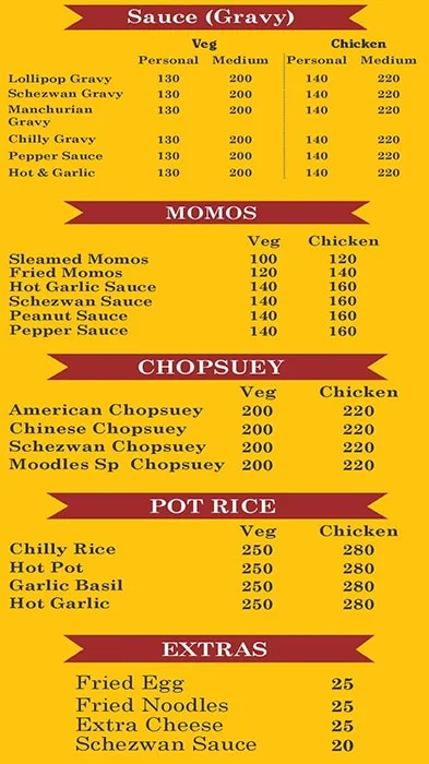 Moodles Express menu 