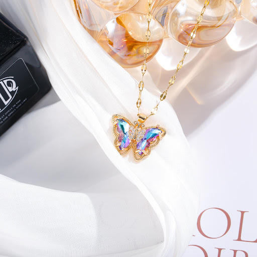 Title 12, Womens Necklace Micro Inlaid Zircon Butterfly ...