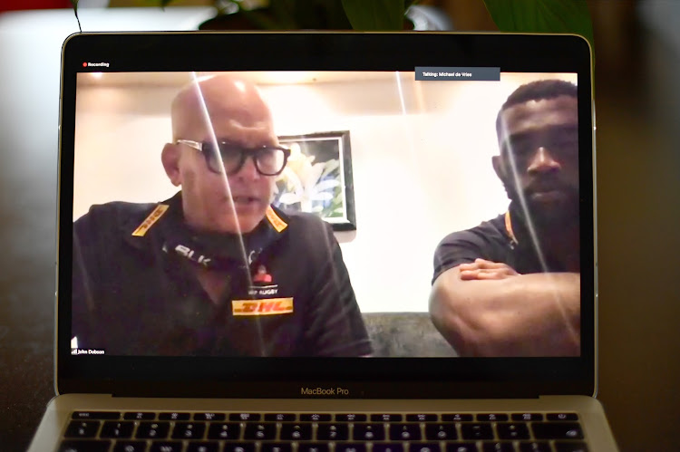 The DHL Stormers head coach John Dobson and captain Siya Kolisi speak to the media in virtual briefing from Cape Town on October 22 2020.