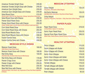 Dosa Plaza menu 