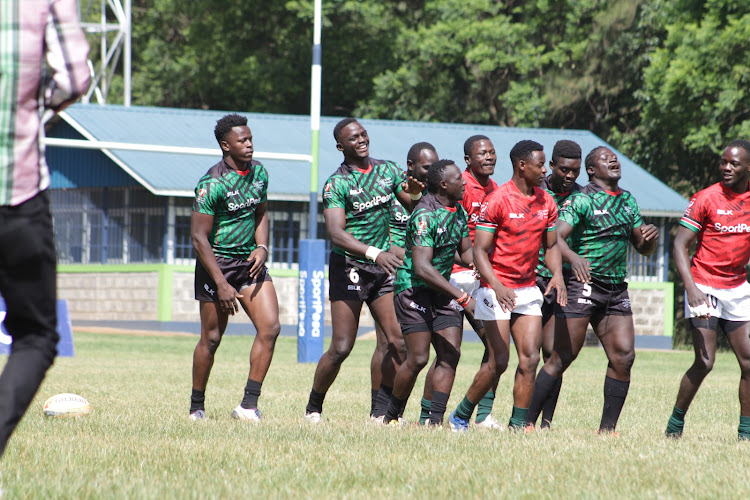 Kenya Sevens players during a training at the KCB Sports Club