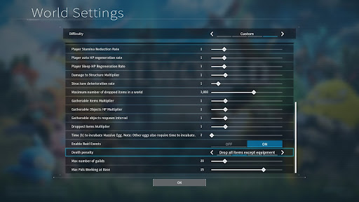 Four types of settings available