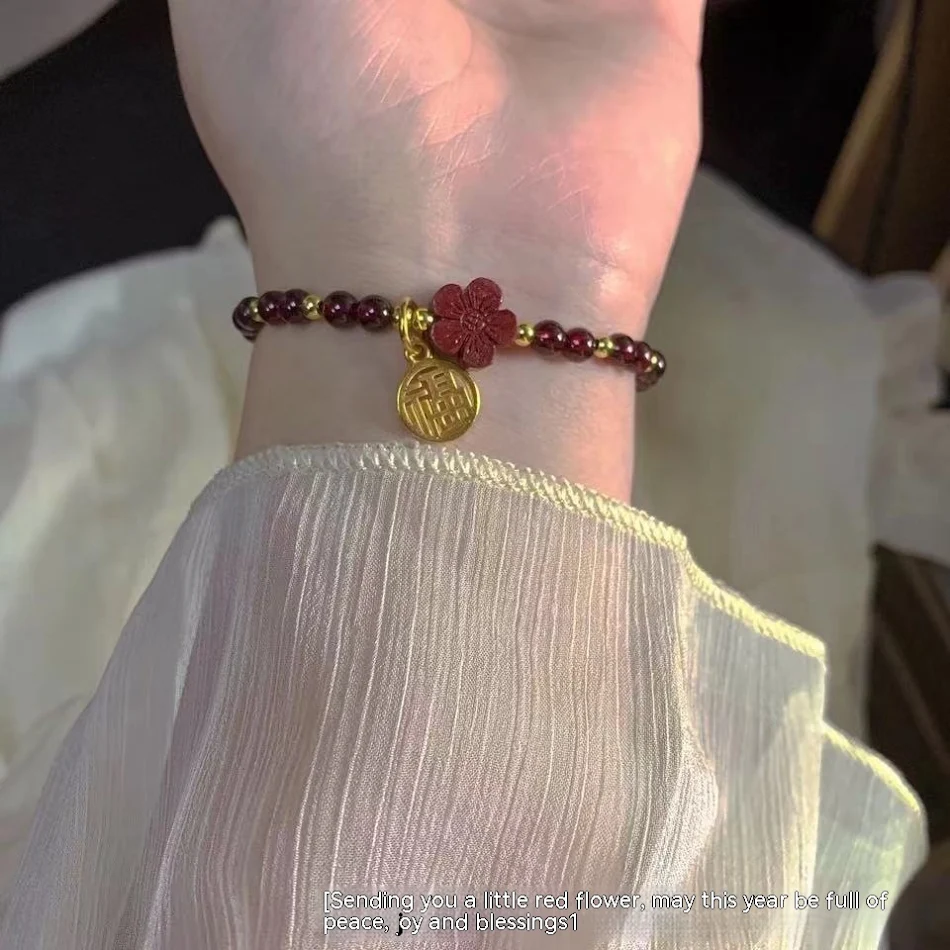 Nowa bransoletka z kartą błogosławieństwa z surowego granatu z piasku, na szczęście i ochronę, naturalny amulet, idealny prezent.