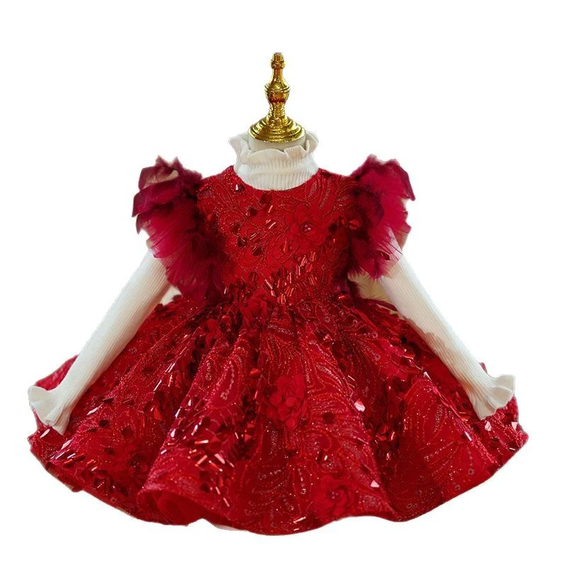 Rood prinsessenjurkje voor meisjes Kinderjurk perfect voor feesten en speciale gelegenheden, ideaal om te spelen en plezier te hebben.