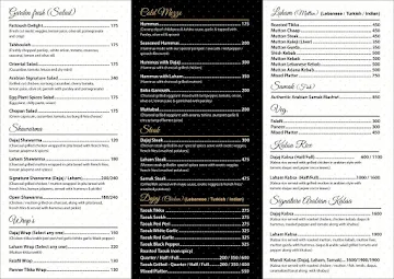 Arabian Grills & Wraps menu 