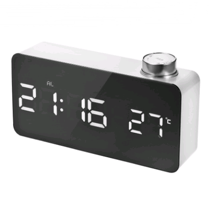 new beauty mirror knob alarm clock personality creative thermometer bedside clock LED luminous student clock