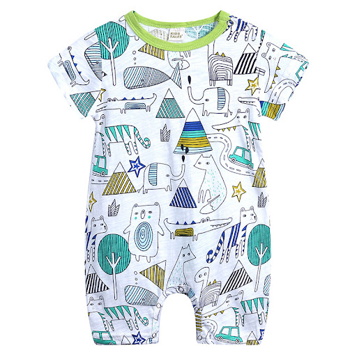 Title 2, Summer Slub Cotton Short Sleeve Baby Onesies Br...