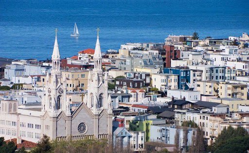 North-Beach-San-Francisco - Saints Peter and Paul Church, a Roman Catholic church, is a dominant presence in San Francisco's North Beach neighborhood. 