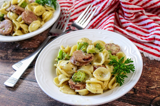 Bowls of Orecchiette With Sausage and Broccoli.