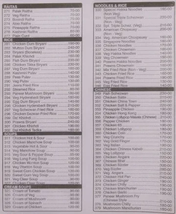 Supper Point menu 