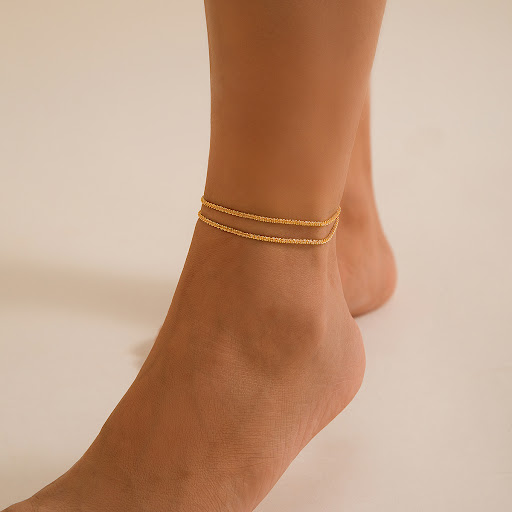 Title 1, All-match Sparkling Slim Chain Metallic Anklet....
