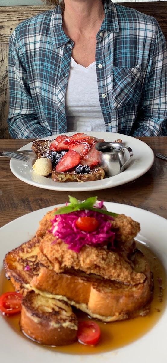 Far plate GF french toast with berries; close pic is not GF