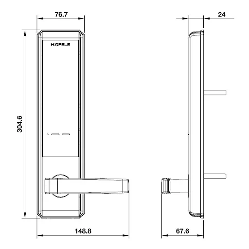 Khóa Điện Tử Thân Nhỏ EL7200-TC Hafele 912.05.714