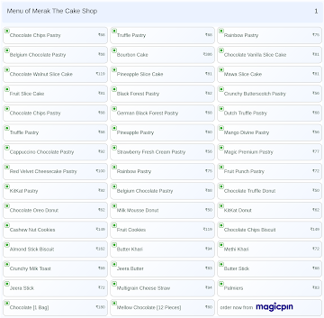 Merak The Cake Shop menu 