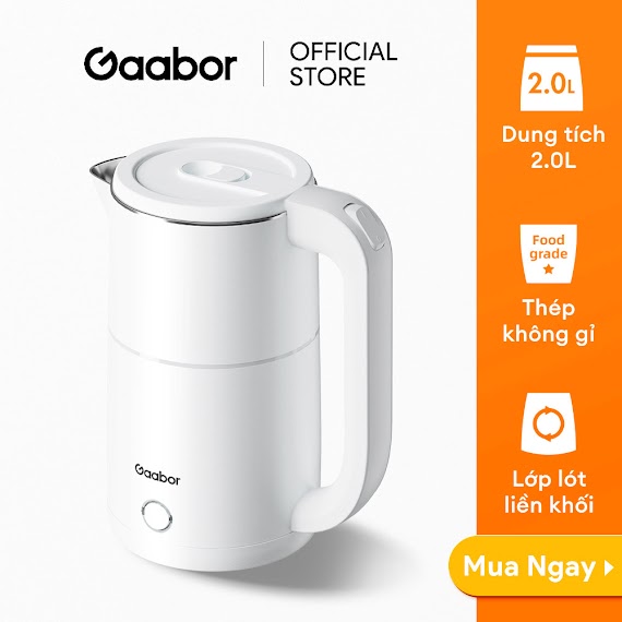 Bình Đun Siêu Tốc Gaabor Gk - S18P Dung Tích Lớn 2L 1500W Thép Không Gỉ - Hàng Chính Hãng