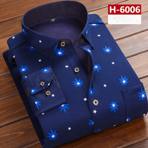 Title 7, Mens thick warm long-sleeved printed shirt