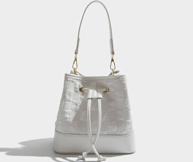 Title 2, Drawstring Bucket Leather Fashion Messenger Bag