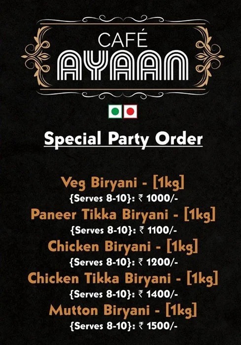 Cafe Ayaan menu 