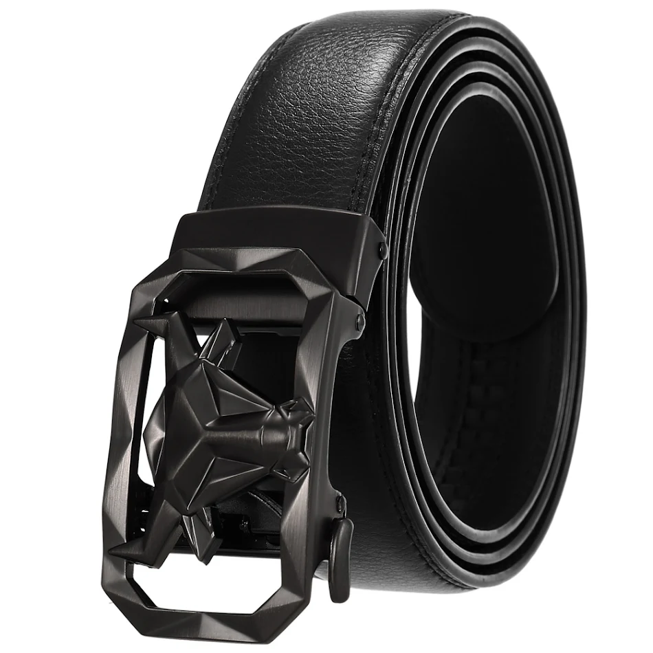 Cintura in pelle da uomo con fibbia automatica in lega, un accessorio elegante e pratico per un look raffinato e una vestibilità perfetta.