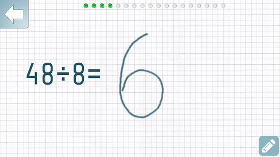 Schermata del formatore di matematica della divisione