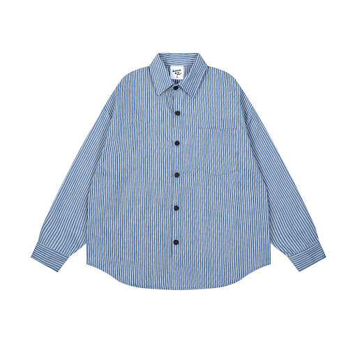 Title 5, Mens Vertical Striped Loose Long-sleeved Shirt...