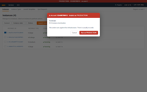 Guardrail for AWS Console screenshot 1