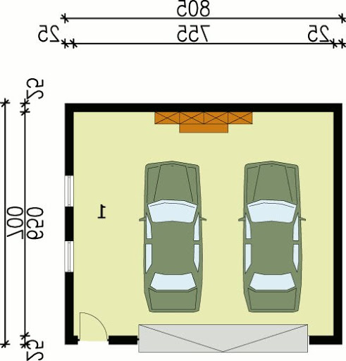 G80 szkielet drewniany garaż dwustanowiskowy - Rzut garażu