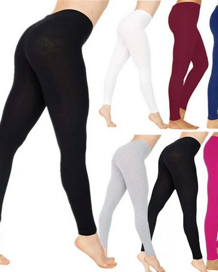 40%HOTLadies Solid Color Elastic High Waist Slim Leggings... - 0