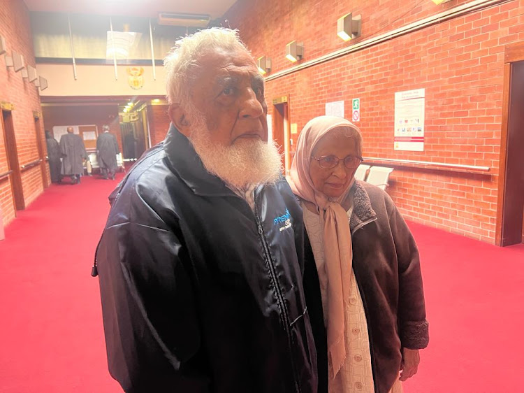 Siblings Ismail, 82 and Sarah, 78 Haffejee attend the Pietermaritzburg high court to listen to judgement into the reopened inquest of their brother Dr Hoosen Haffejee who died in police custody in 1977.