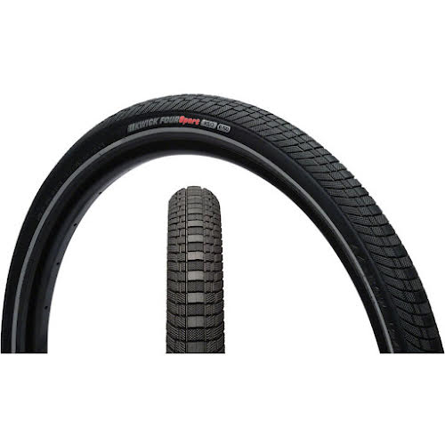 Kenda Kwick Four Tire - 24 x 1.75 Wire, Black/Reflective, 60tpi, KS