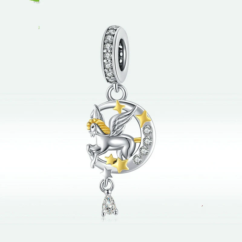 Title 6, Sterling zilver vergulde echte goud Pegasus DIY...