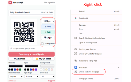 Create QR screenshot 1