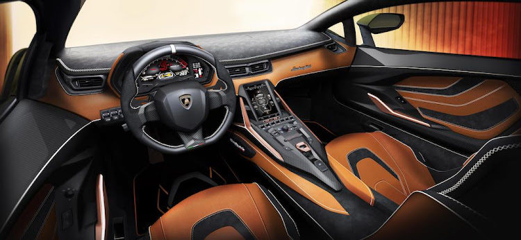 The interior of the 2020 Lamborghini Sián.