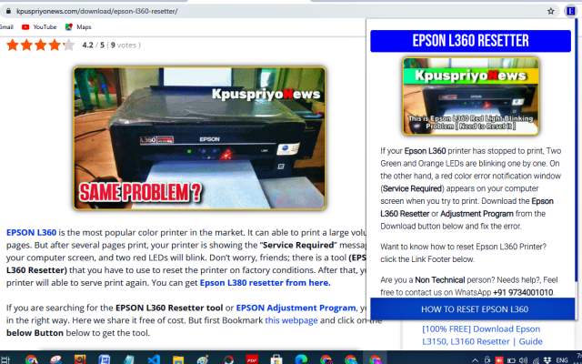 ▷ EPSON L360 RESETTER | Adjustment Program chrome extension