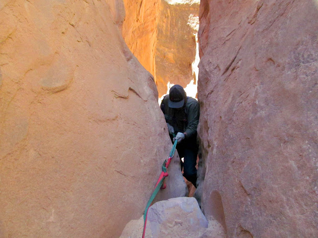 Mark starting down the big drop