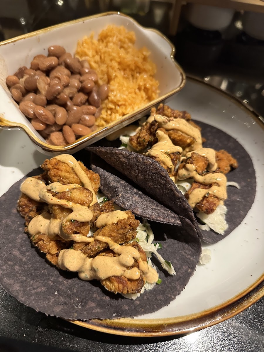 Popcorn chicken tacos GF