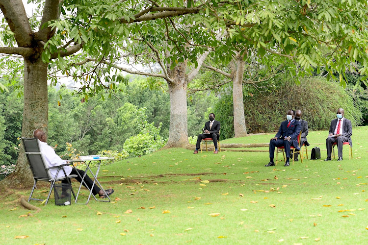 President Kaguta Museveni of Uganda hosted the outgoing Kenyan Ambassador to Uganda Kiema Kilonzo on Tuesday, February 8, 2022 at State House, Entebbe.