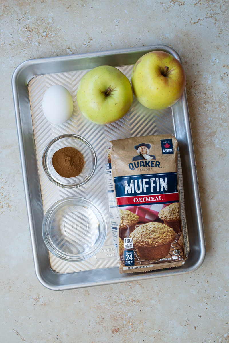 ingredients for apple cinnamon muffin mix waffles