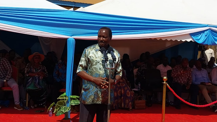 Wiper leader Kalonzo Musyoka at AIC Kithyoko Township Church in Masinga subcounty on February 5, 2023.