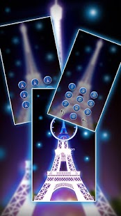 paris night neon eiffel tower - náhled