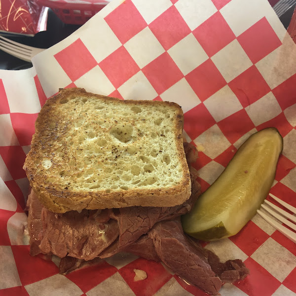 Corned beef deluxe on gluten free bread.  So good!