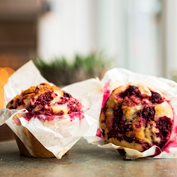 Raspberry and W Chocolate Muffin