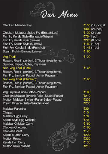 Kerala Kuisine menu 