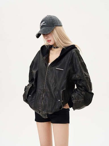 Title 3, Distressed Hooded Flight Jacket Mens and Women...