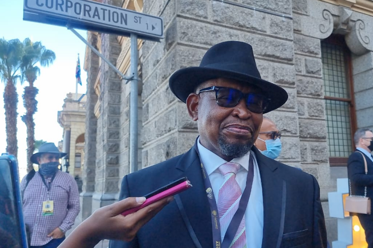 Finance minister Enoch Godongwana outside the Cape Town Cty Hall ahead of the 2022 Sona.